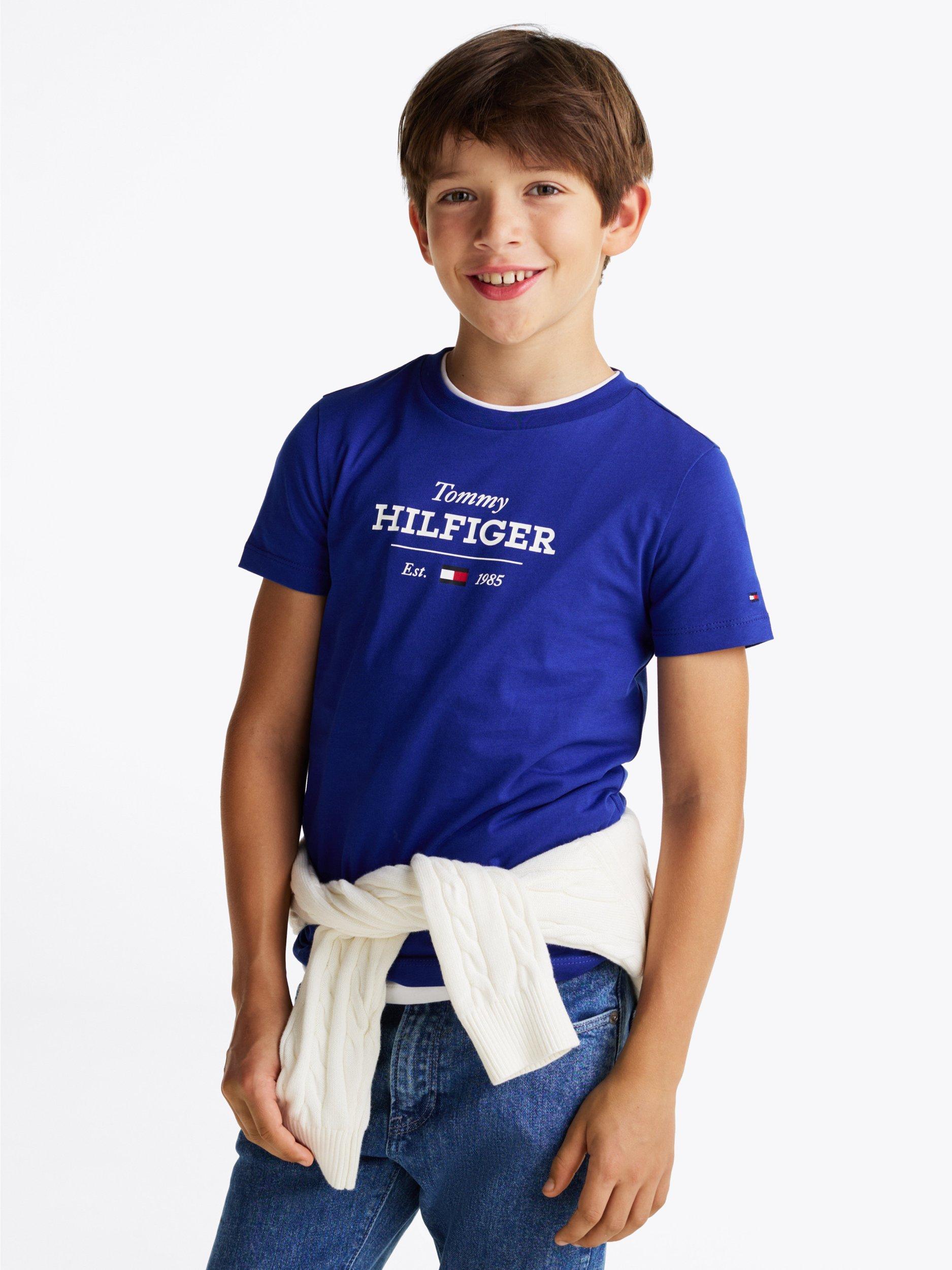 Tommy Hilfiger Kids' 1985 Cotton T-Shirt, Wedge Blue