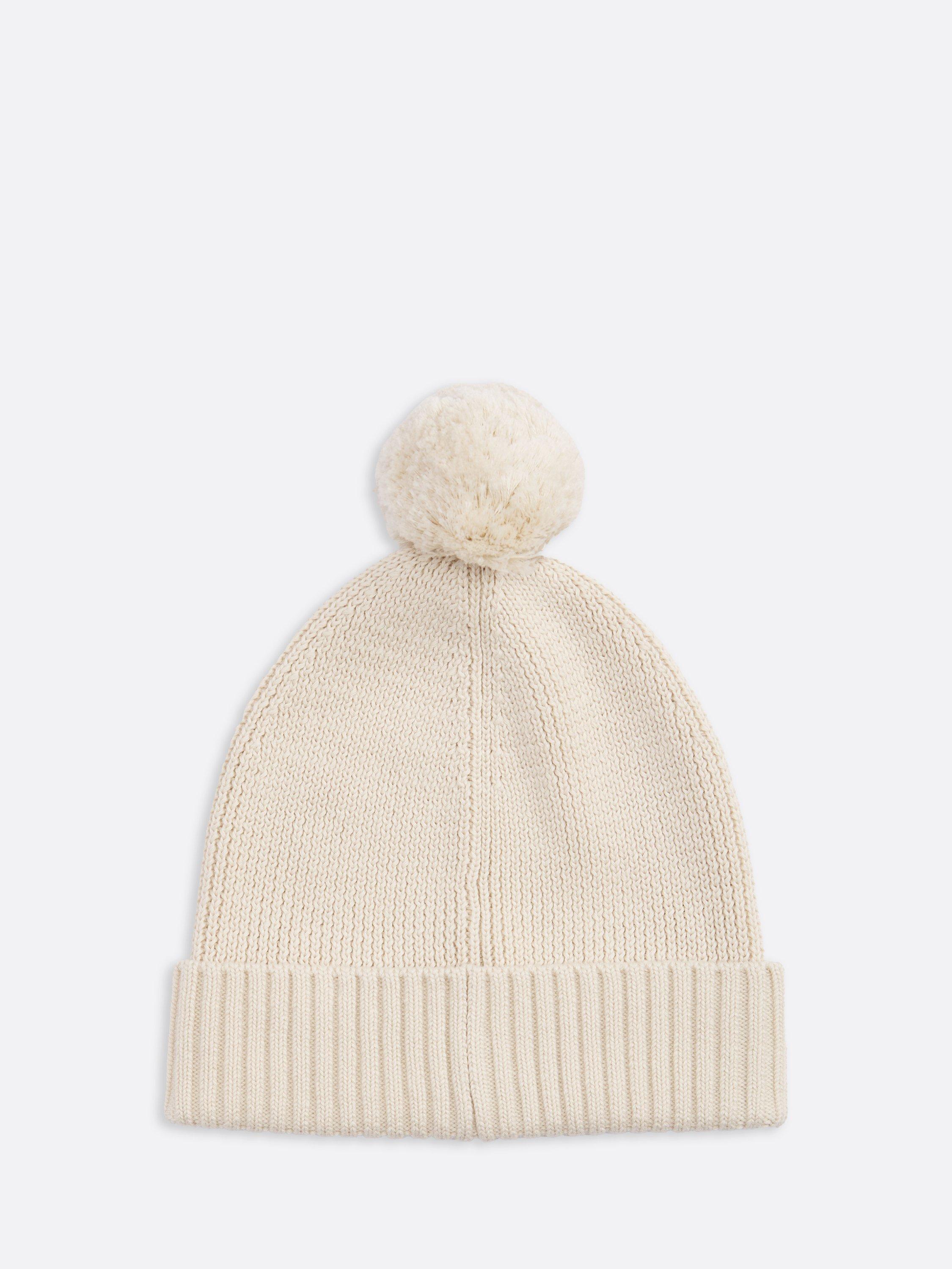 Product image 2 of 6, which shows Tommy Hilfiger Kids' Organic Cotton Pom Pom Beanie, Newsprint, S-M