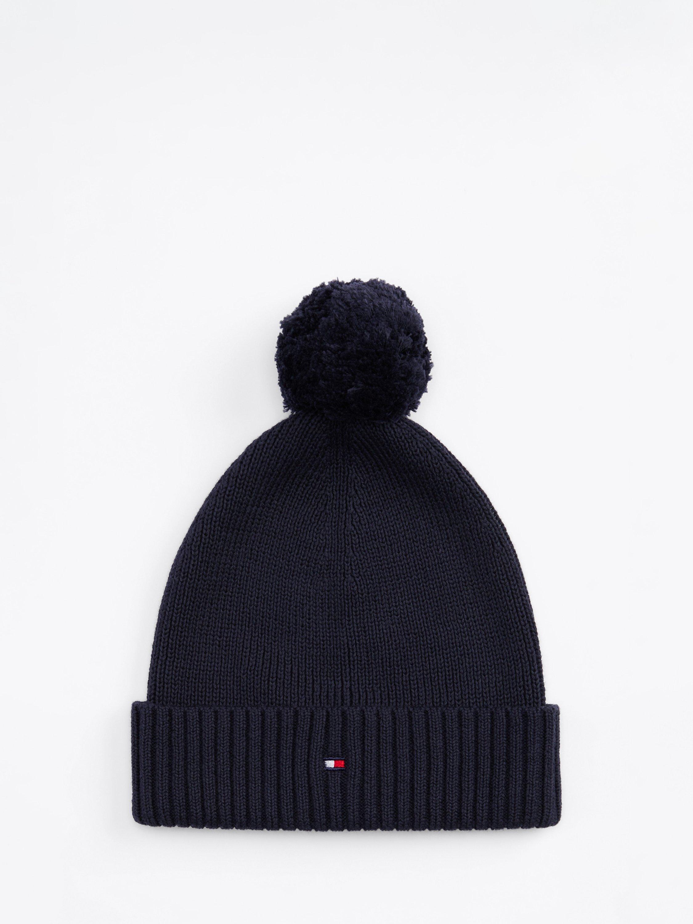 Tommy Hilfiger Kids' Organic Cotton Pom Pom Beanie Hat, Space Blue