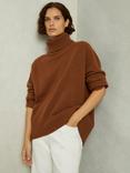 Reiss Eliza Wool Rich Roll Neck Jumper, Toffee