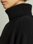 Reiss Eliza Wool Rich Roll Neck Jumper, Black