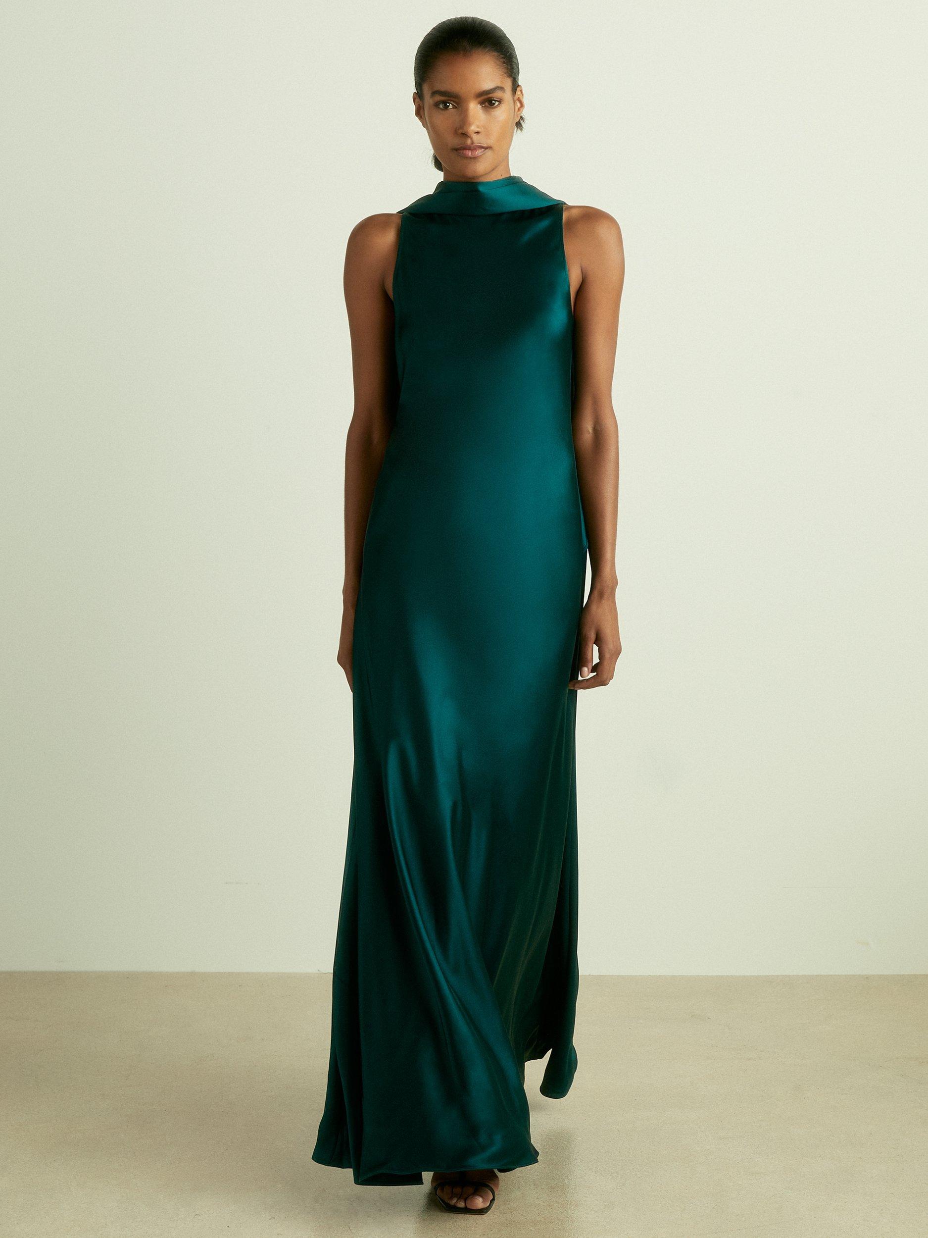 【海外限定】REISSドレス☆Petite Fae Cape Back Maxi Dress, Pi Reiss Petite Fae Cape Back Maxi Dress, Green