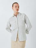 John Lewis Pure Linen Stripe Shirt, Off White
