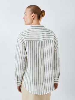 John Lewis Pure Linen Stripe Shirt, Off White - view 2, Off White