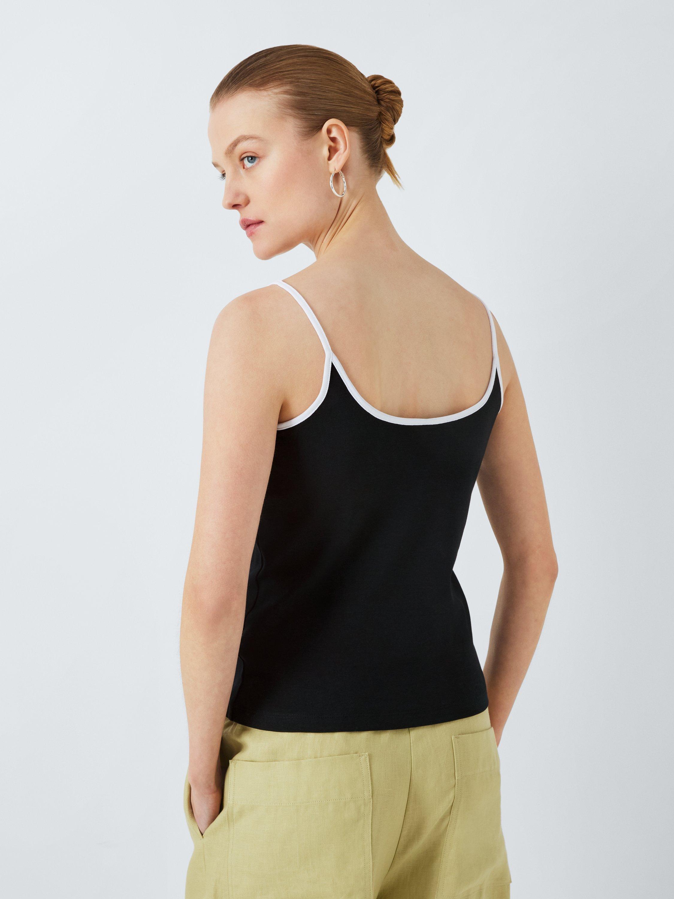 Product image 2 of 6, which shows John Lewis Contrast Trim Organic Cotton Cami Top, Black, 14
