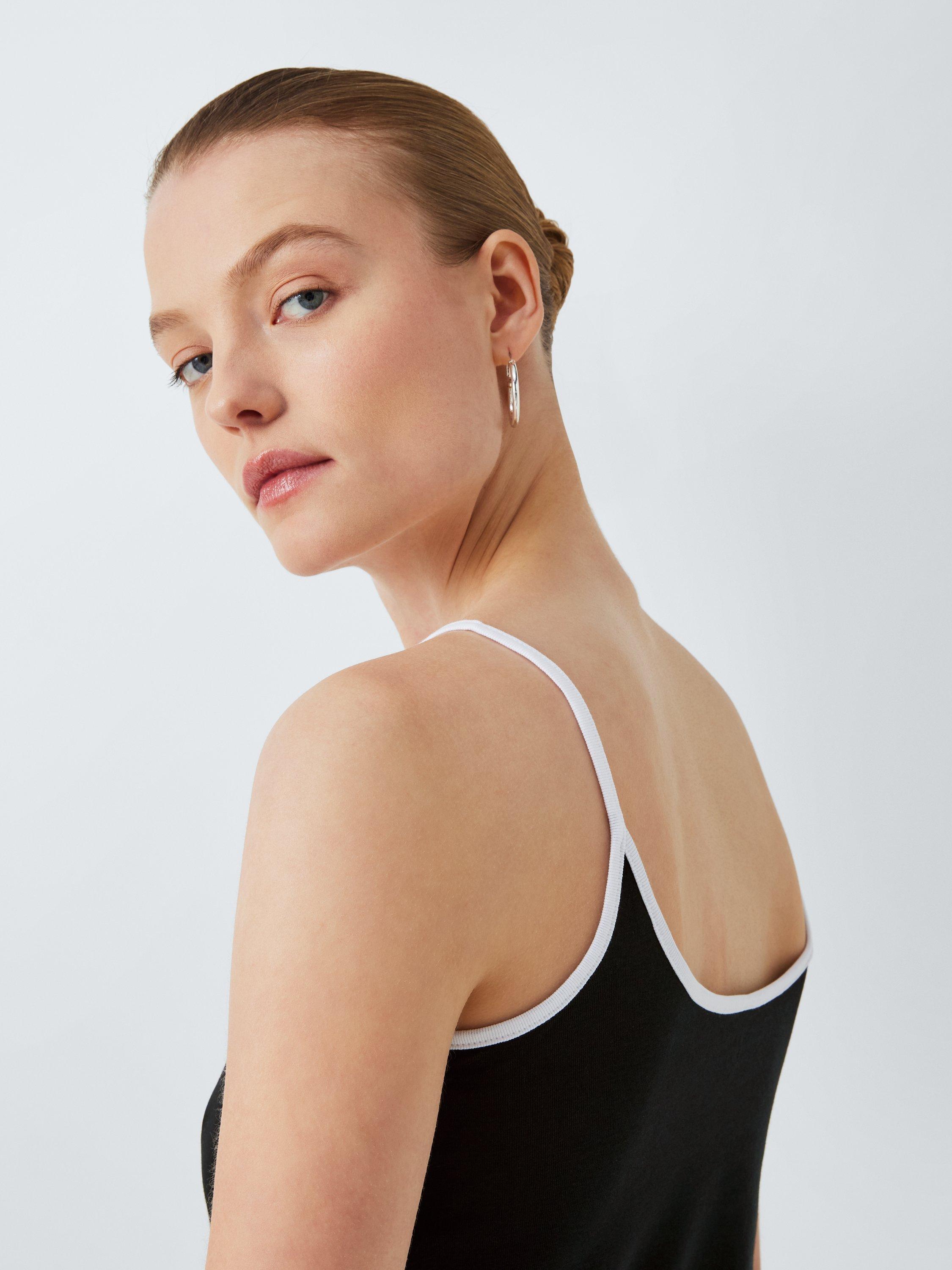 Product image 5 of 6, which shows John Lewis Contrast Trim Organic Cotton Cami Top, Black, 14