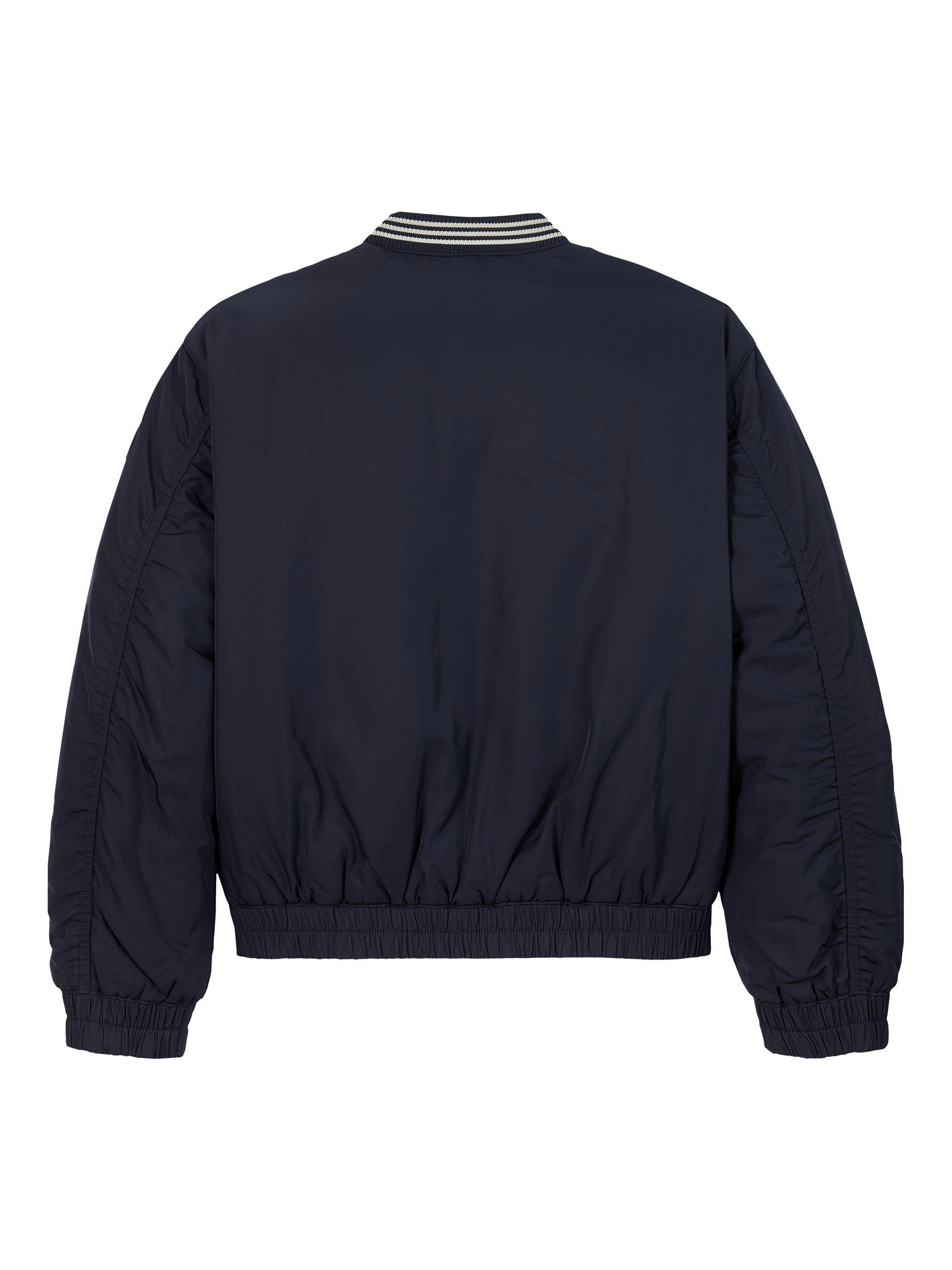 Product image 5 of 5, which shows Tommy Hilfiger Kids' Satin Varsity Bomber Jacket, Dark Navy, 10 years