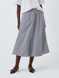 John Lewis ANYDAY Striped Cotton Midi Skirt, Blue Stripe