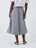 John Lewis ANYDAY Striped Cotton Midi Skirt, Blue Stripe