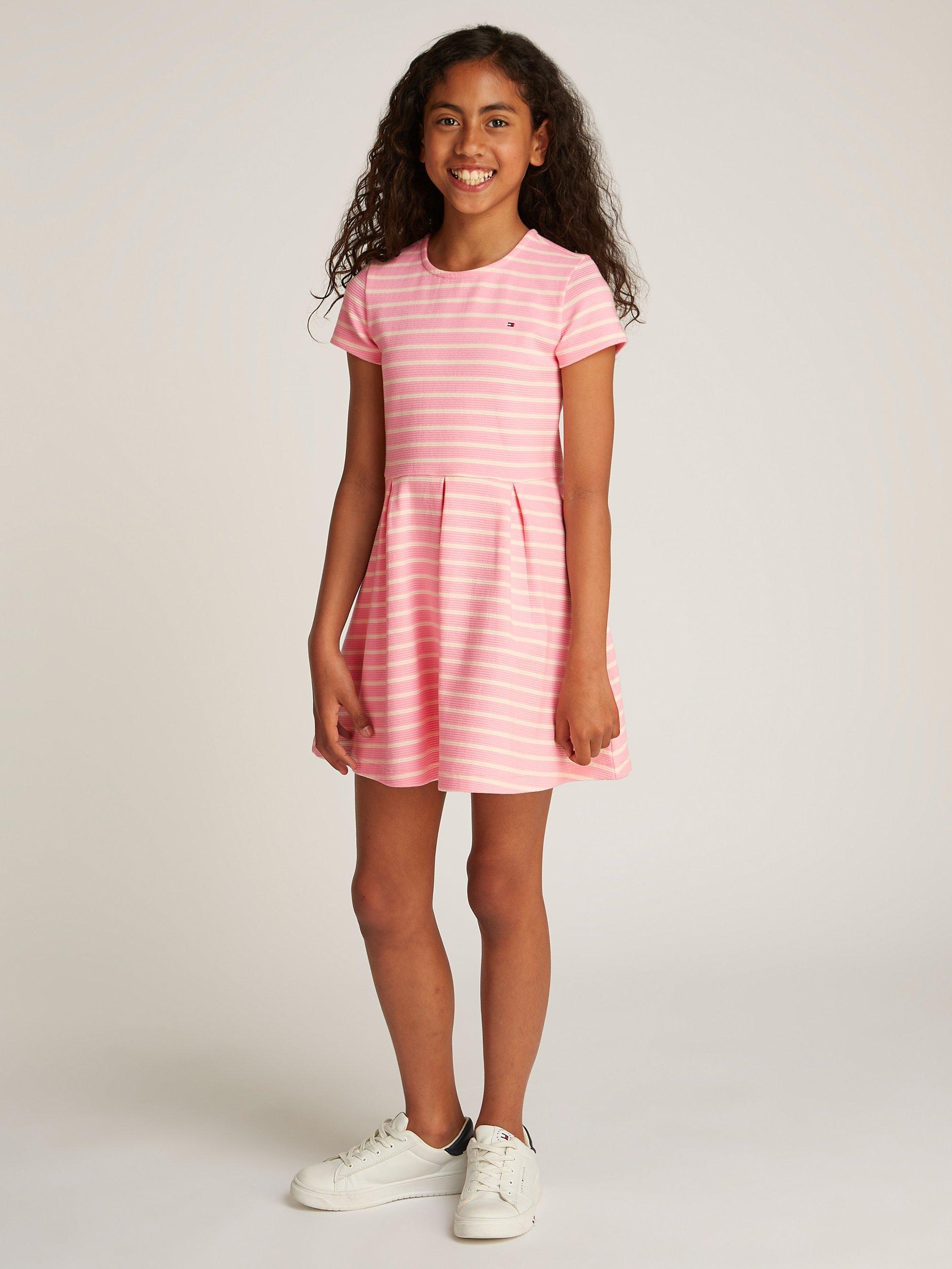 Tommy Hilfiger Kids Stripe Skater Dress Light Pink