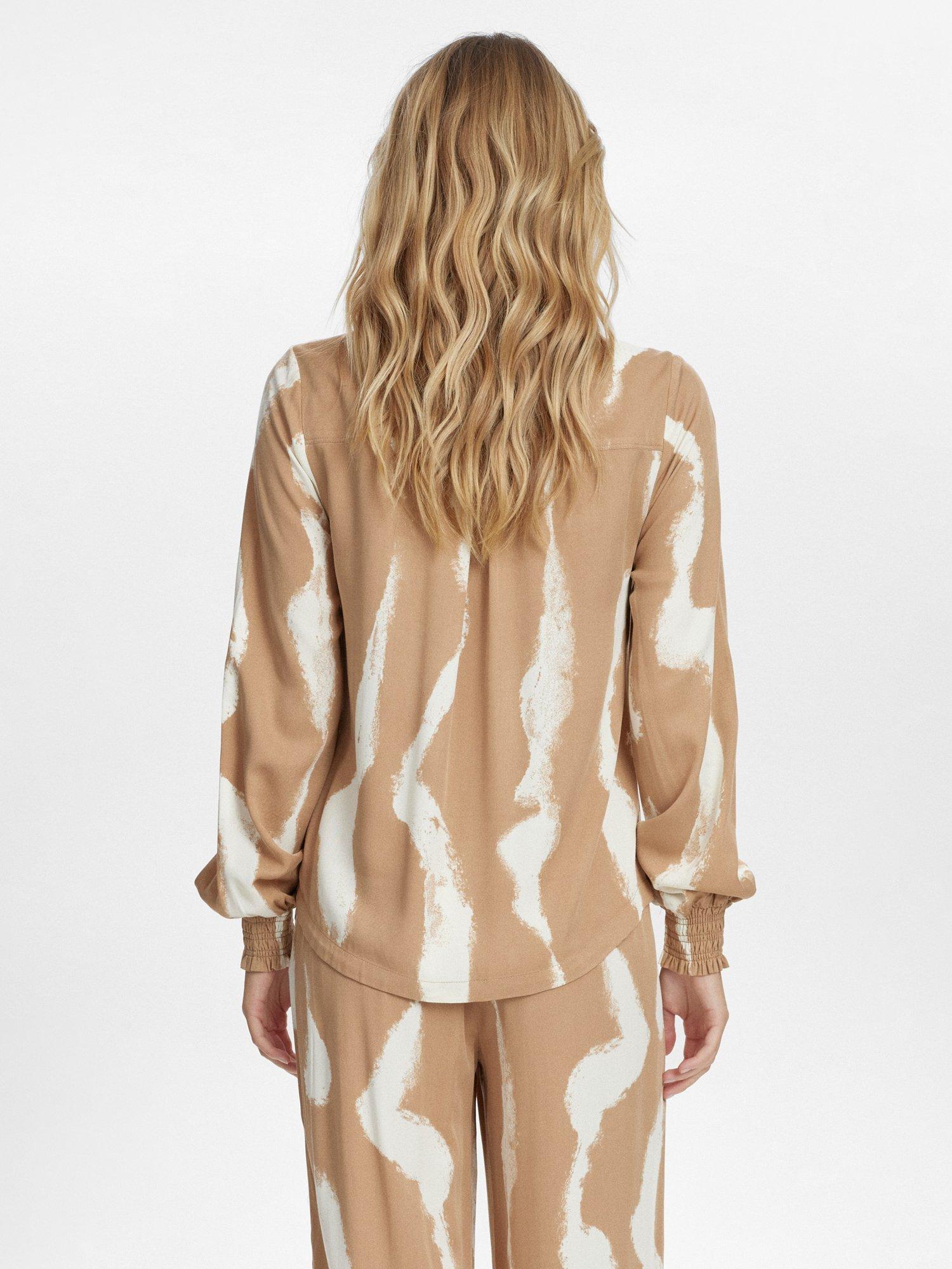 Product image 2 of 5, which shows Numph Estelle Abstract Shirt, Brown/White, 34
