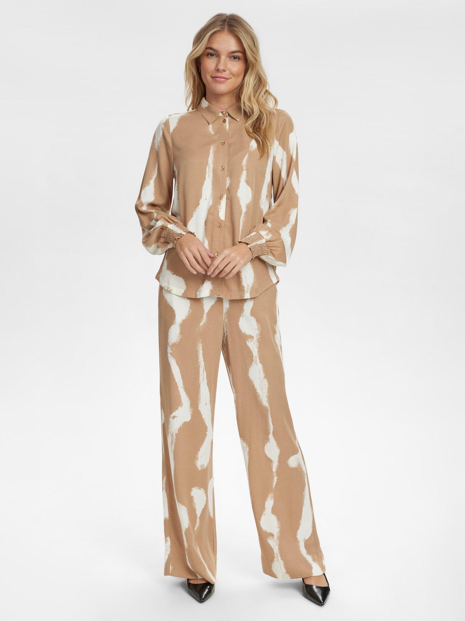 Product image 3 of 5, which shows Numph Estelle Abstract Shirt, Brown/White, 34