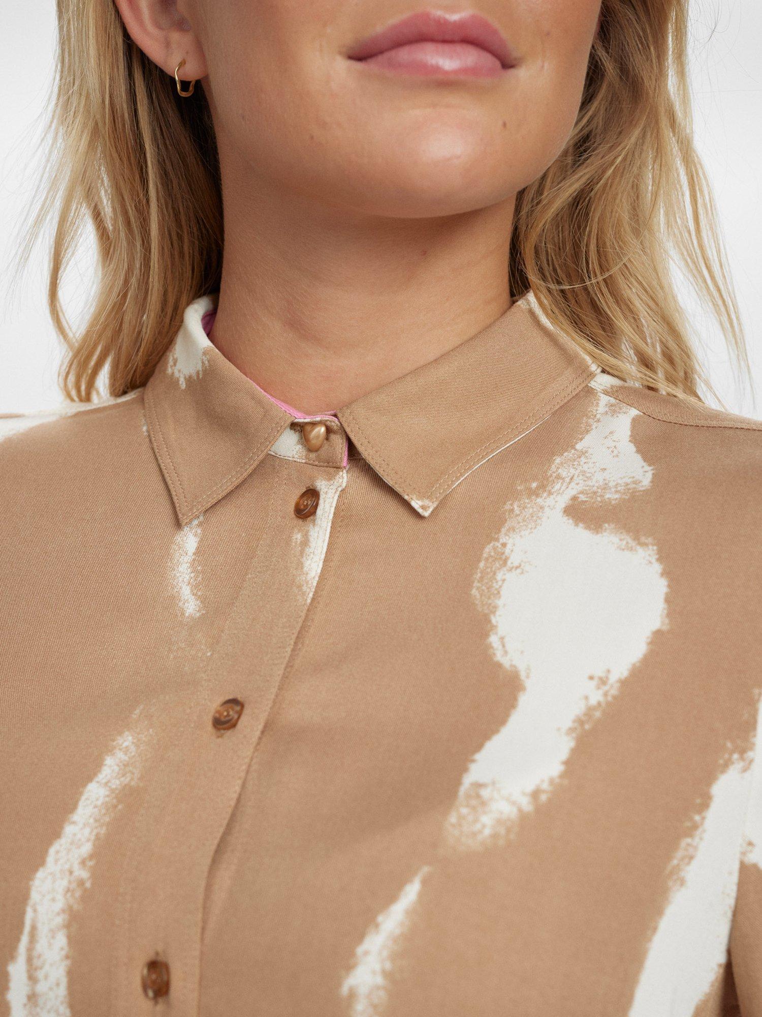 Product image 4 of 5, which shows Numph Estelle Abstract Shirt, Brown/White, 34