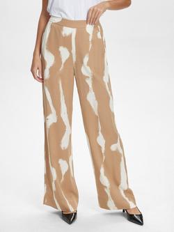 Numph Estelle Abstract Trousers, Brown/White, Brown/White