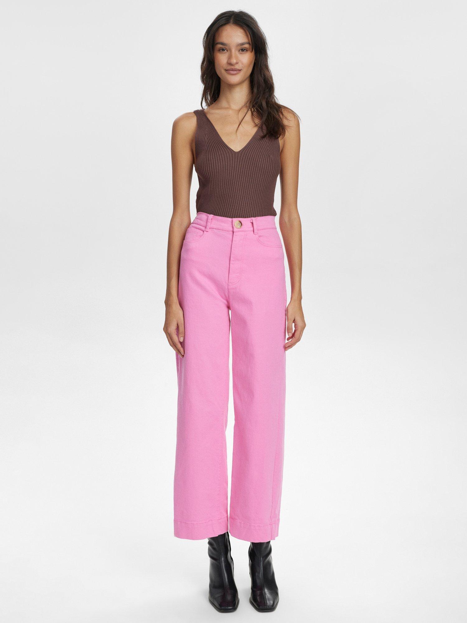 Product image 3 of 7, which shows Numph Lulu Cropped Trousers, Pink, 34