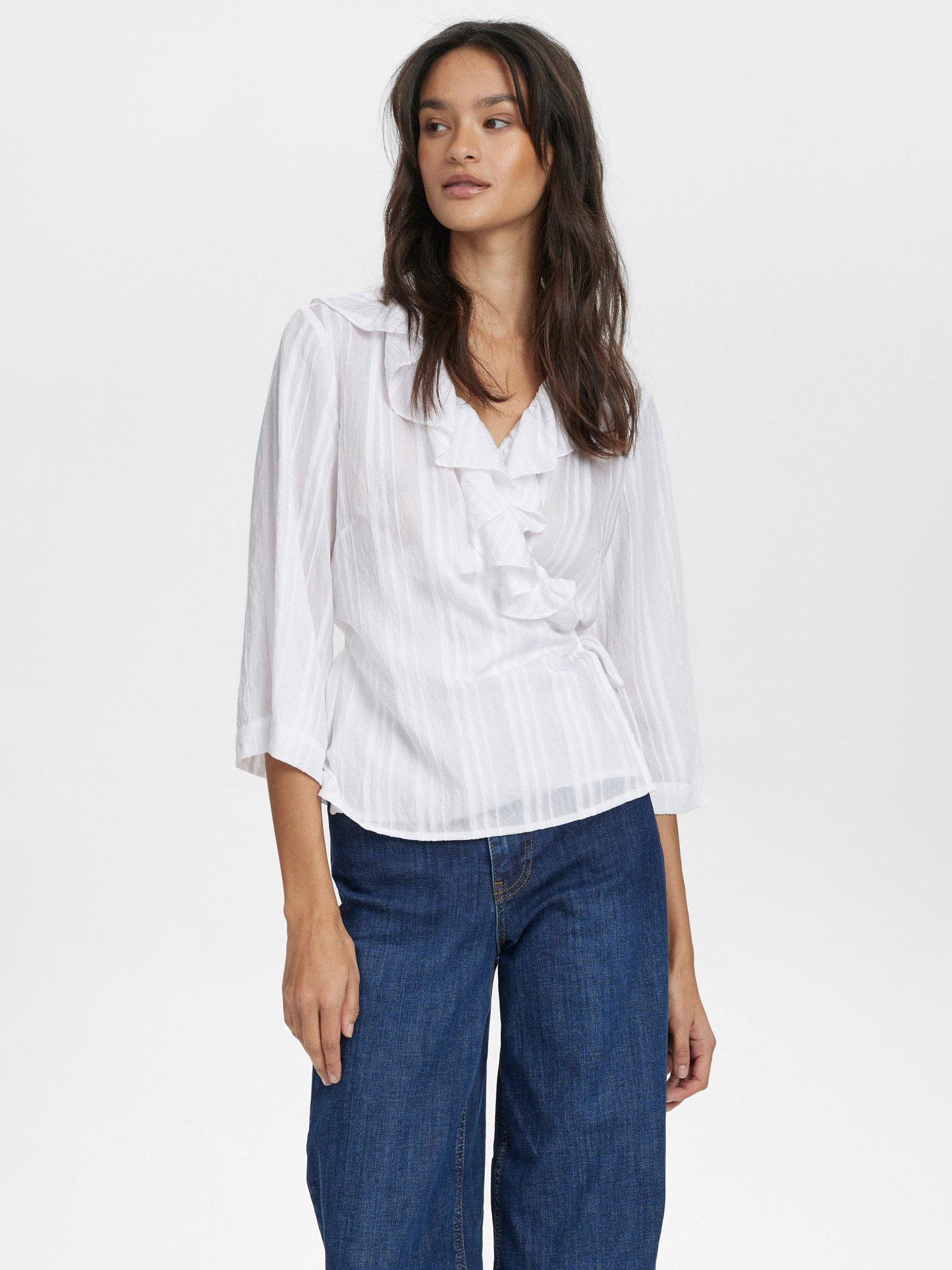 Product image 1 of 7, which shows Numph Halston Wrap Top, White, 44