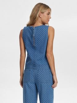 Numph Haddie Polka Dot Denim Top, Blue Multi - view 2, Blue Multi