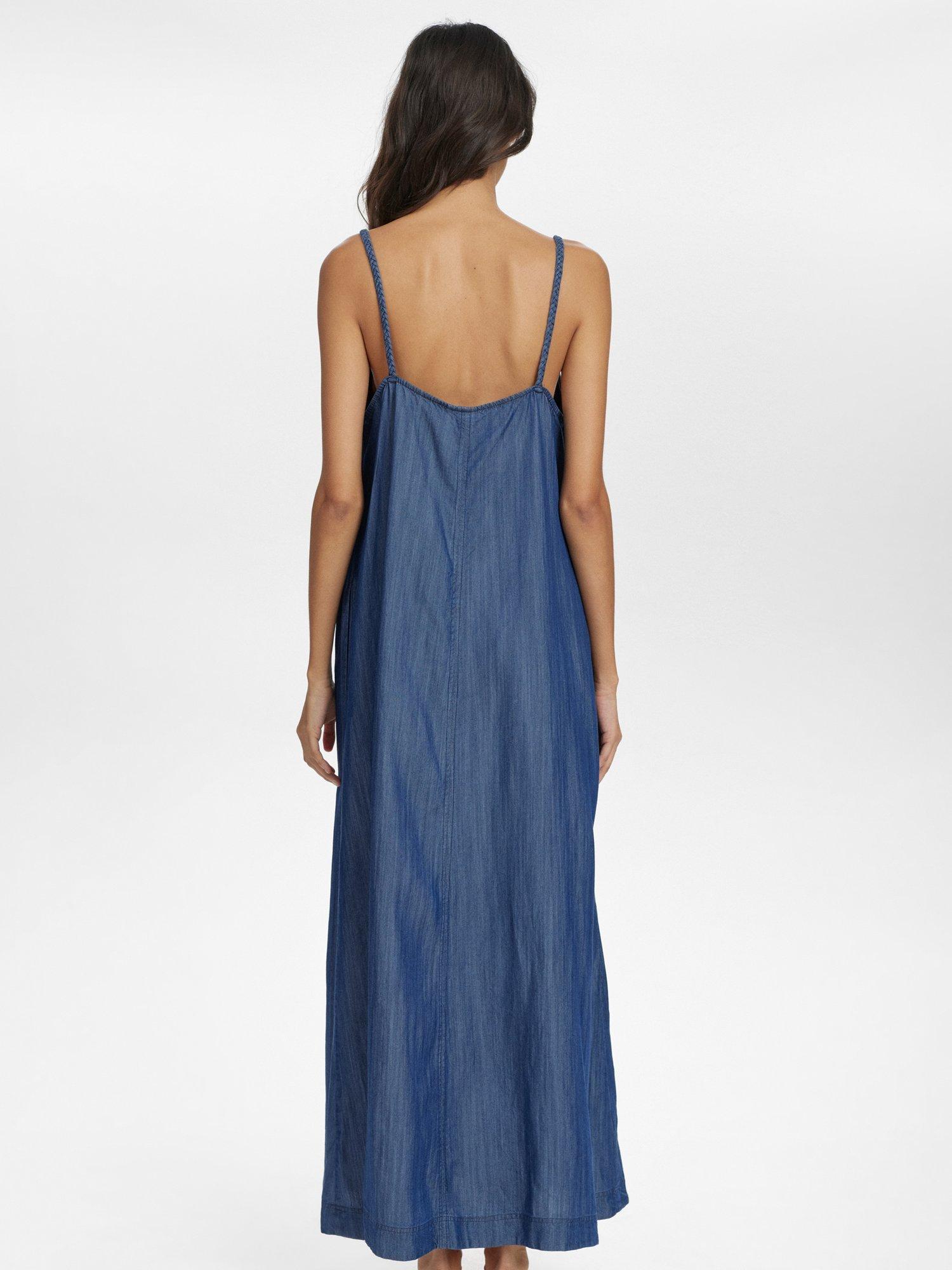 Product image 2 of 7, which shows Numph Hermione Strappy Maxi Dress, Dark Blue, 34