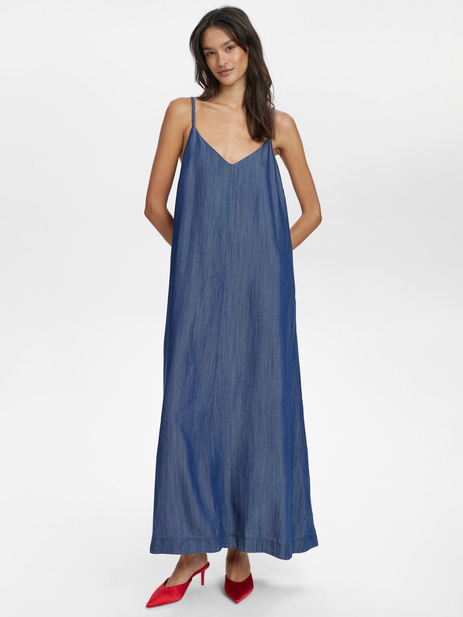 Product image 3 of 7, which shows Numph Hermione Strappy Maxi Dress, Dark Blue, 34