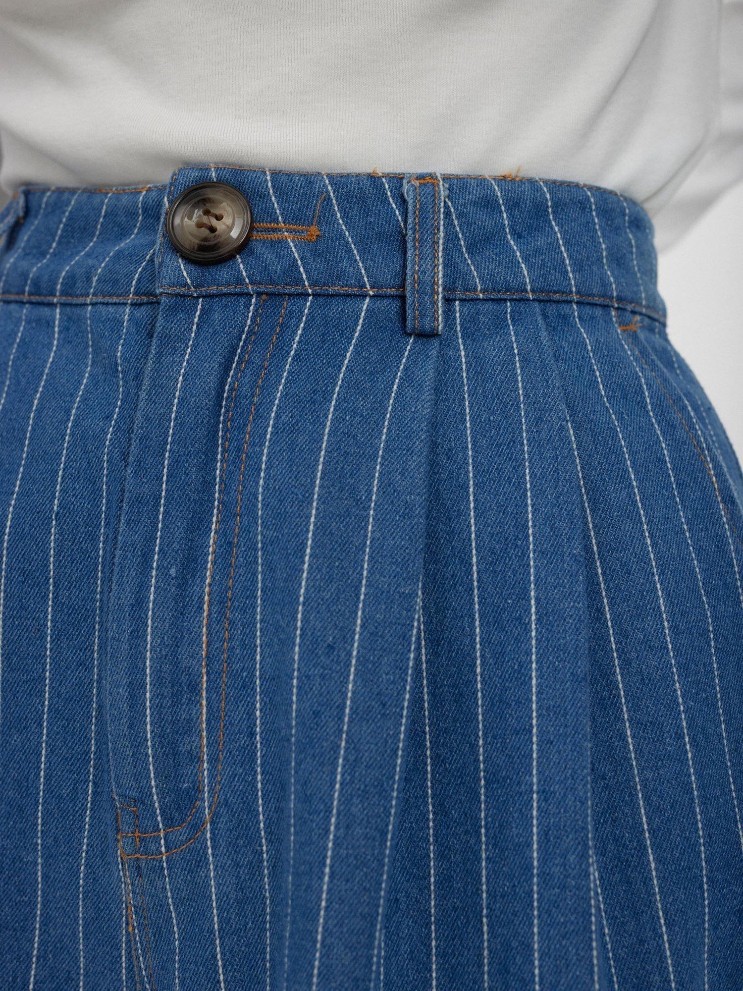 Product image 4 of 7, which shows Numph Lucie Stripe Denim Shorts, Blue/White, 34