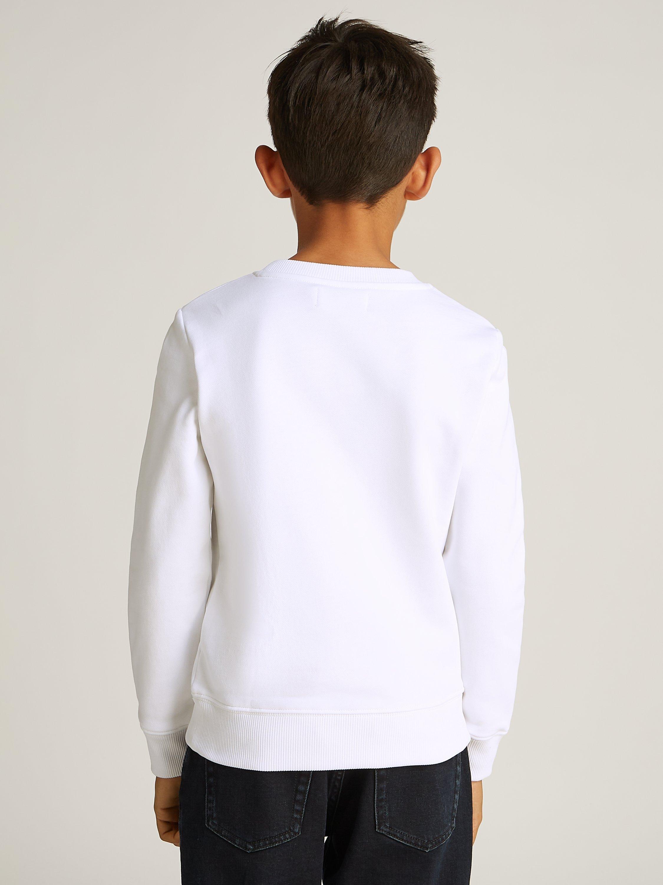 Product image 2 of 5, which shows Calvin Klein Kids' Relaxed Crew Neck Sweatshirt, Bright White, 8 years