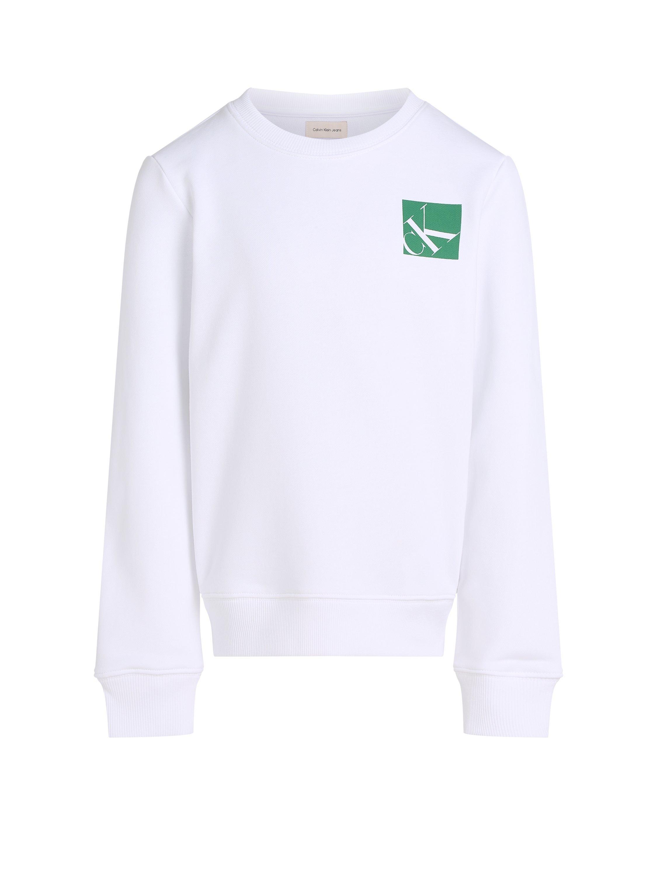 Product image 4 of 5, which shows Calvin Klein Kids' Relaxed Crew Neck Sweatshirt, Bright White, 8 years