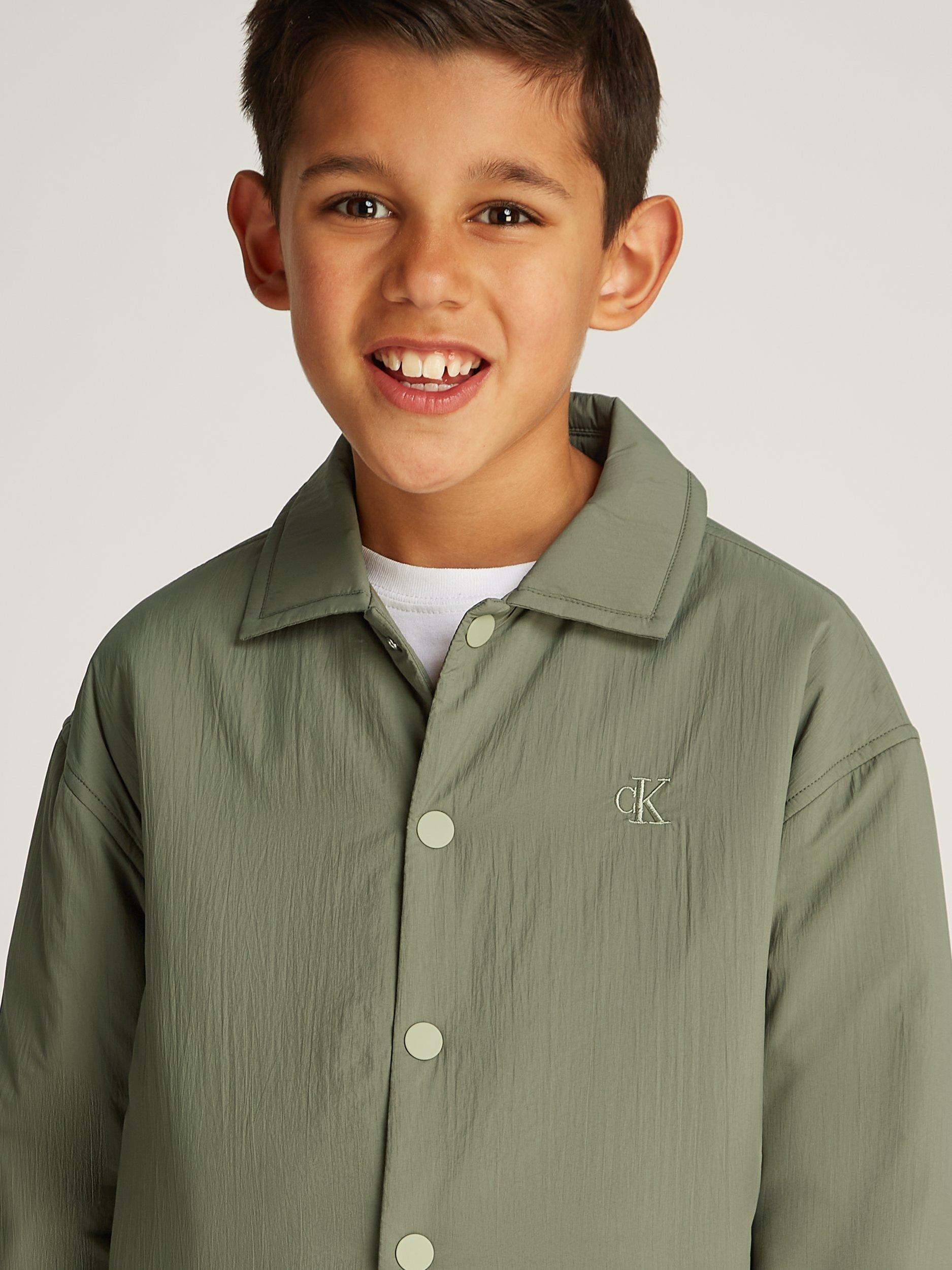 Product image 3 of 5, which shows Calvin Klein Kids' Light Nylon Shirt Jacket, Dusty Olive, 8 years