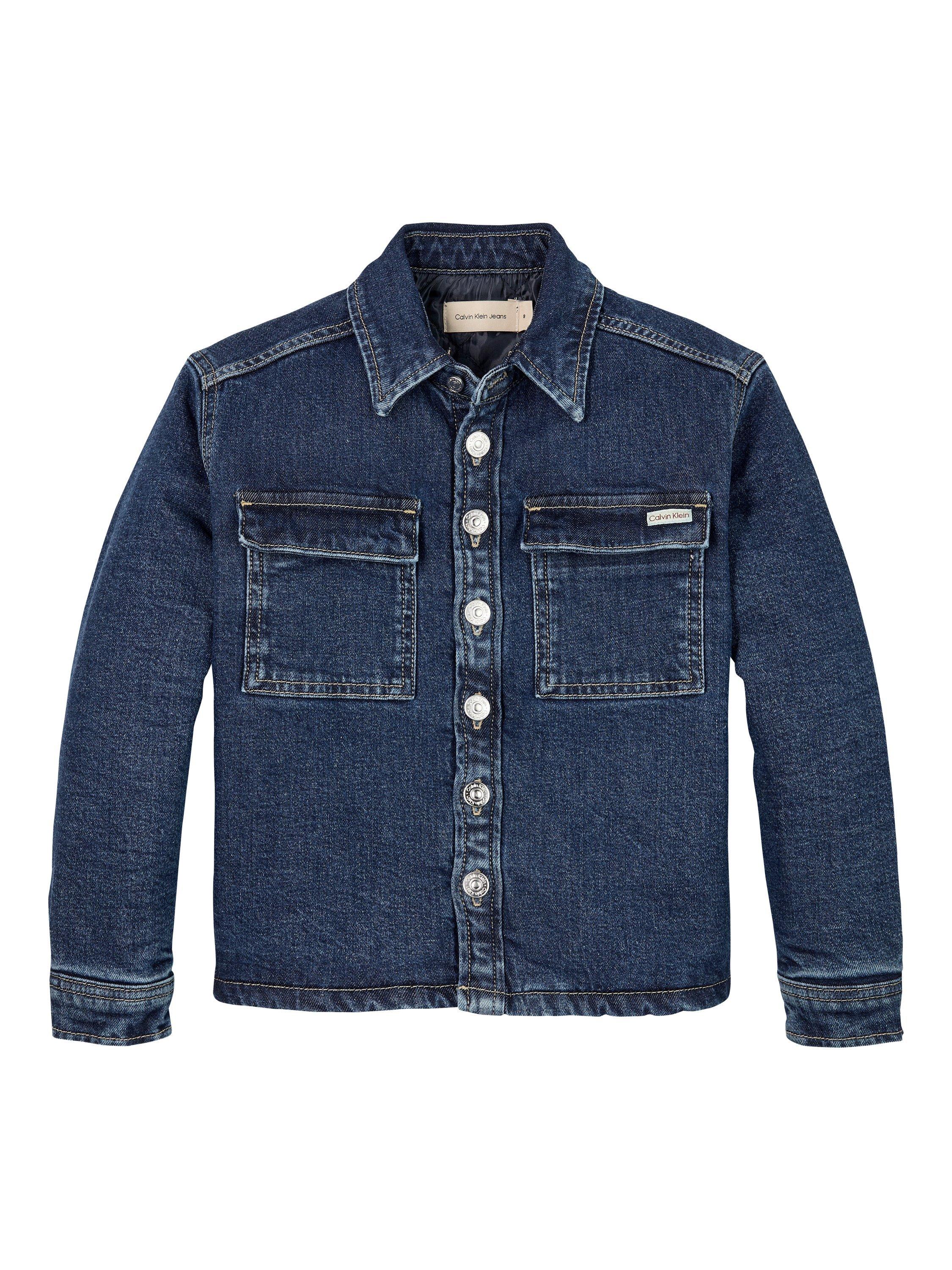 Product image 1 of 2, which shows Calvin Klein Kids' Denim Overshirt Jacket, Authentic Rinse, 8 years