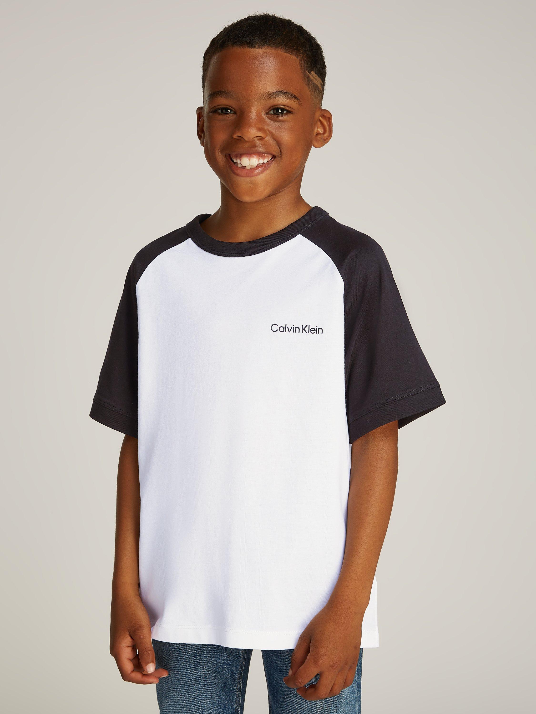 Calvin Klein Kids' Cotton Colour Block T-Shirt, Bright White