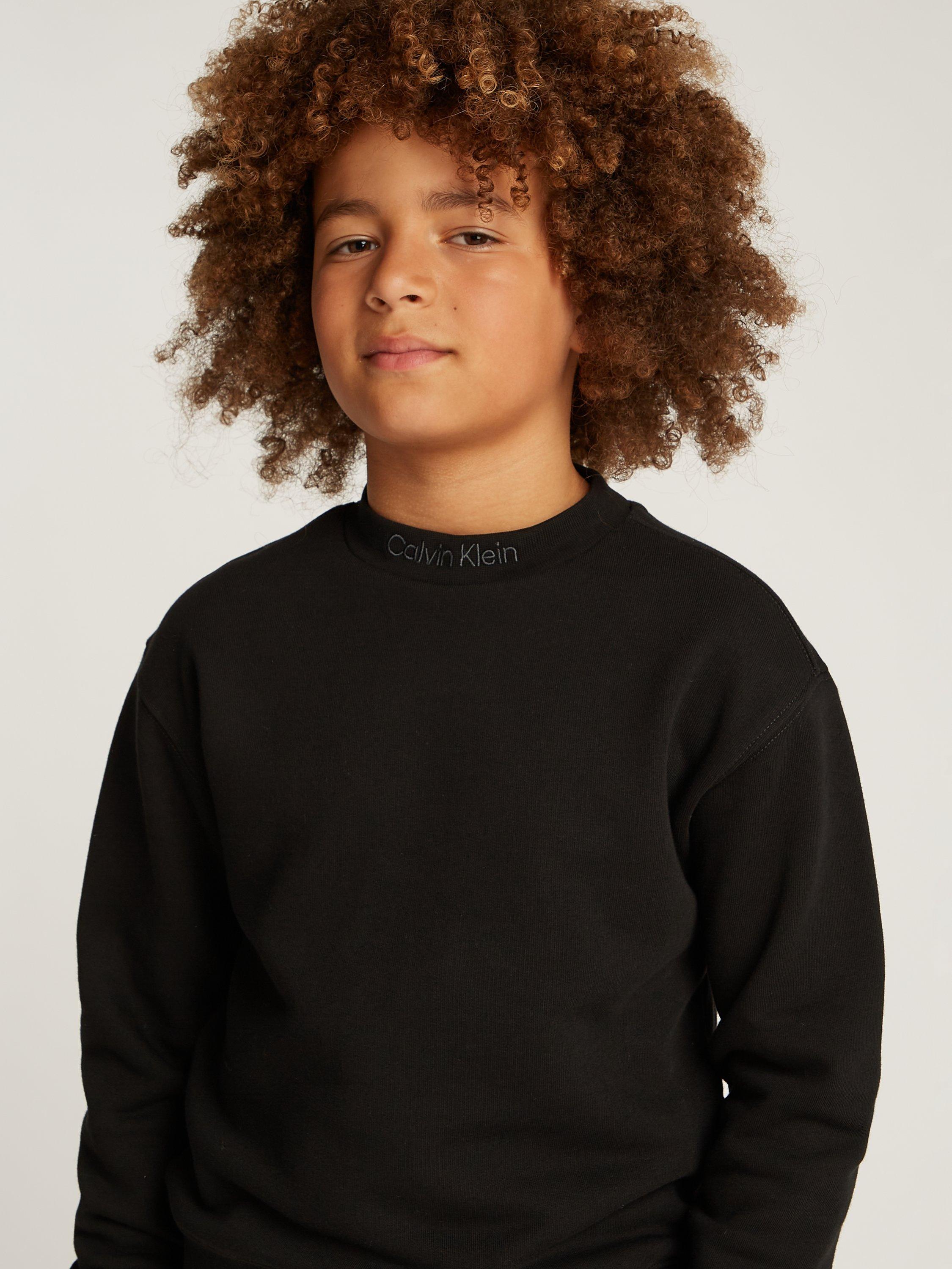 Product image 3 of 5, which shows Calvin Klein Kids' Embroidered Logo Terry Sweatshirt and Joggers Set, Ck Black, 8 years
