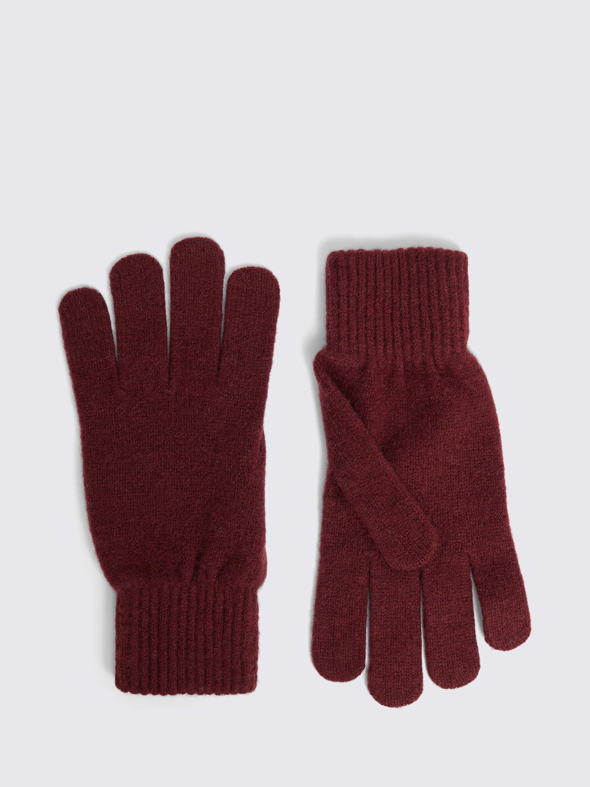Moss Lambswool & Cashmere Blend Gloves, Red, One Size