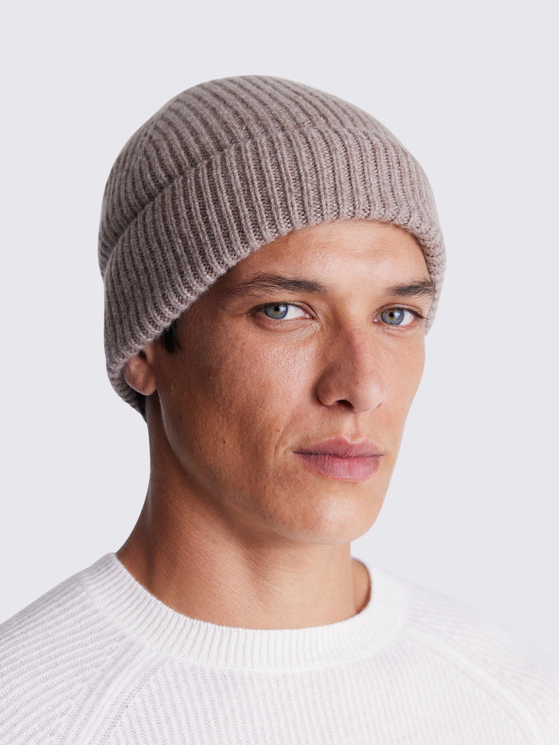 Moss Wool Cashmere Blend Beanie, Beige, One Size