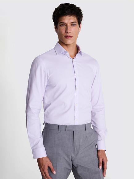 Moss Slim Fit Dobby Cotton Blend Stretch Shirt, Lilac