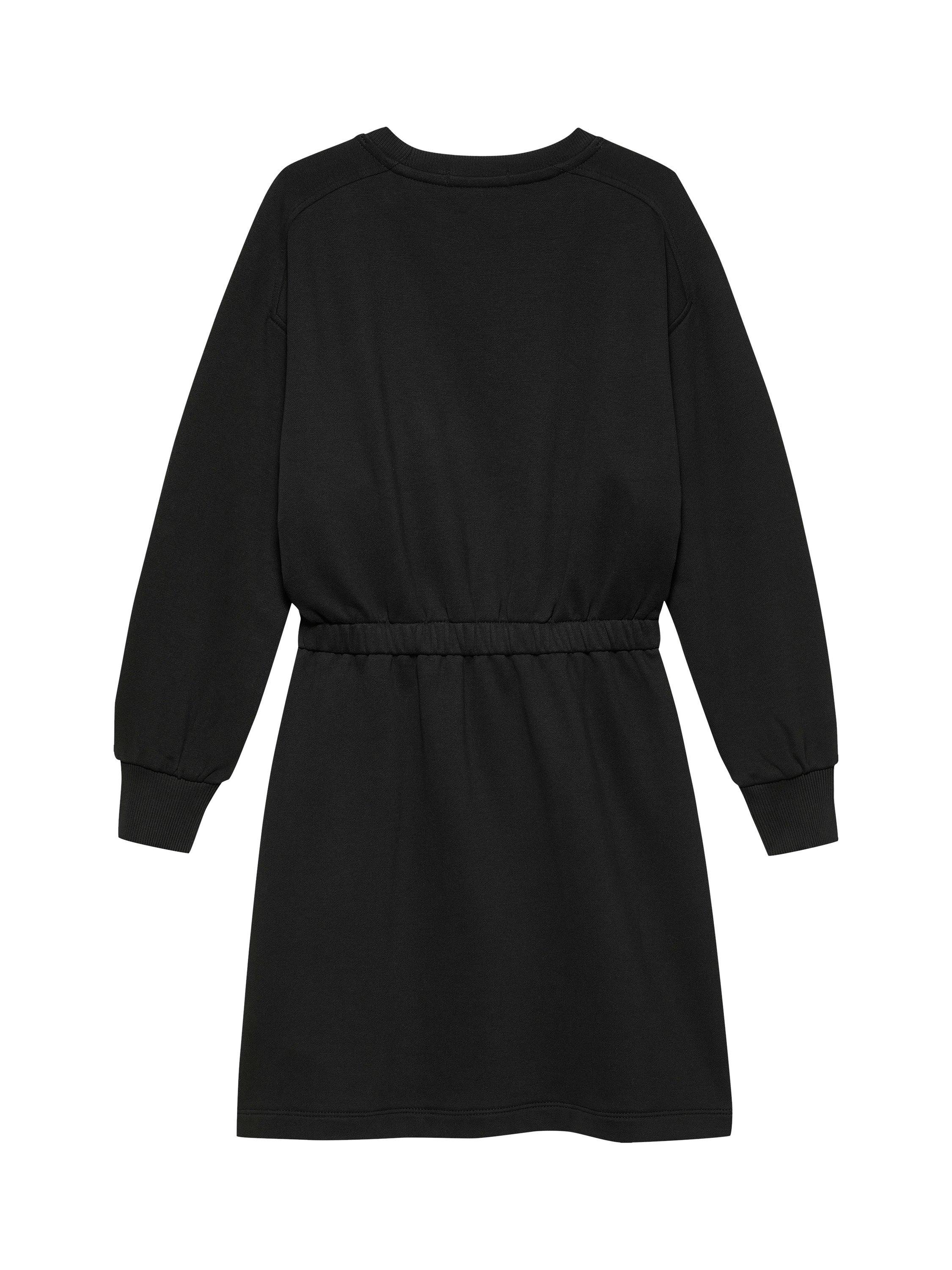 Product image 5 of 5, which shows Calvin Klein Kids' Glitter Logo Sweatshirt Dress, Black, 12 years