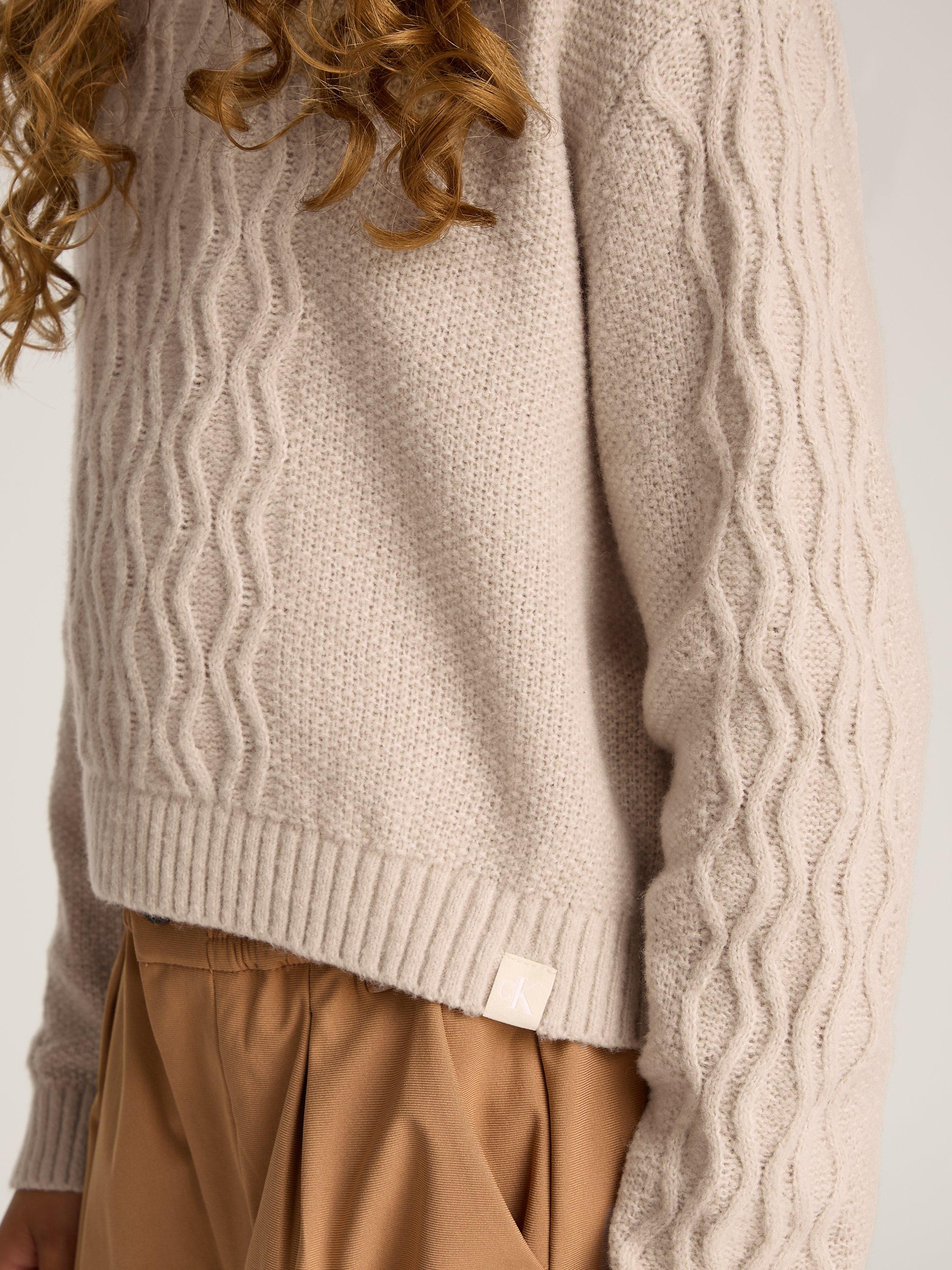Product image 3 of 5, which shows Calvin Klein Jeans Kids' Cable Knit Jumper, Chateau Grey, 8 years