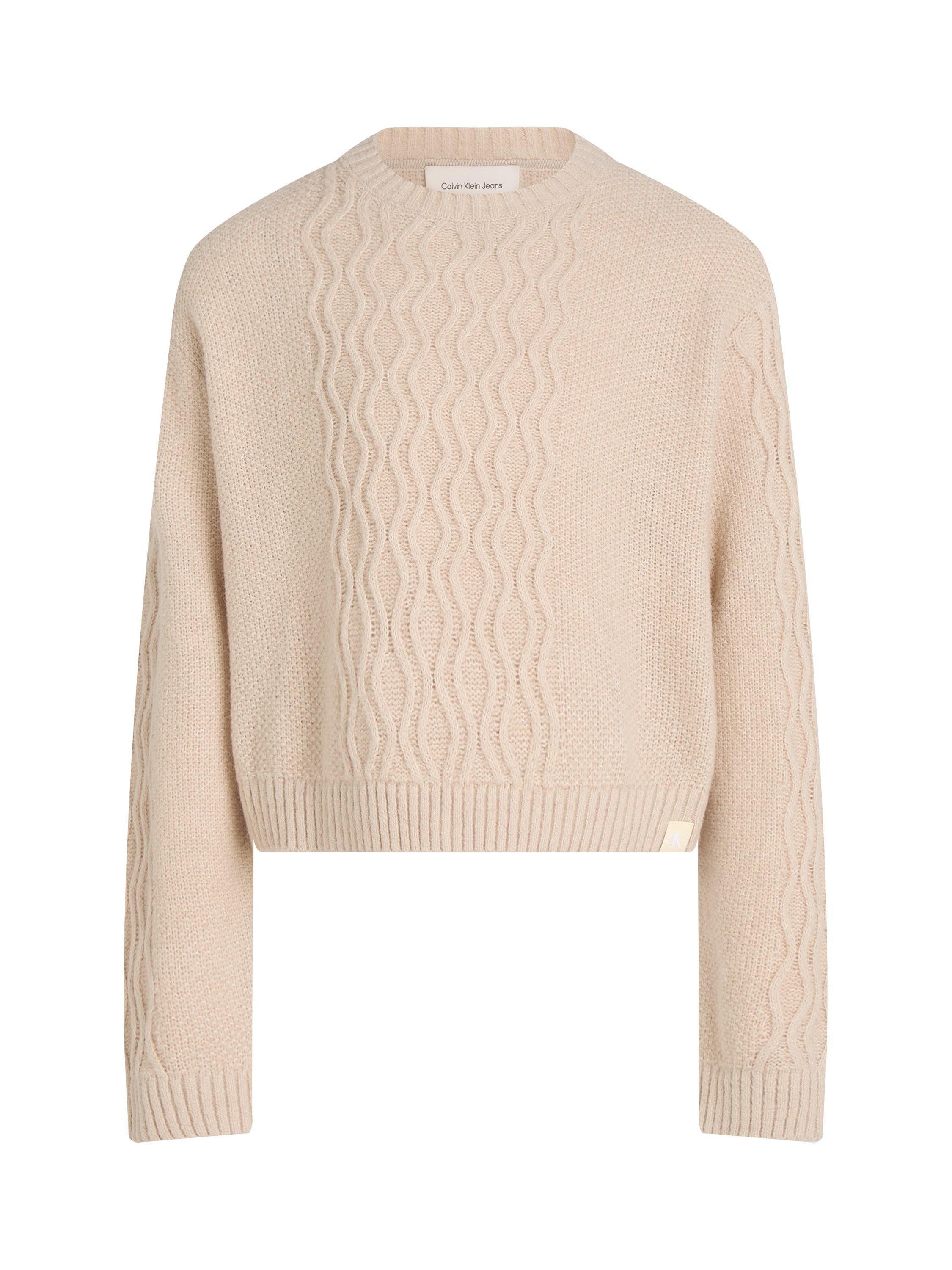 Product image 4 of 5, which shows Calvin Klein Jeans Kids' Cable Knit Jumper, Chateau Grey, 8 years