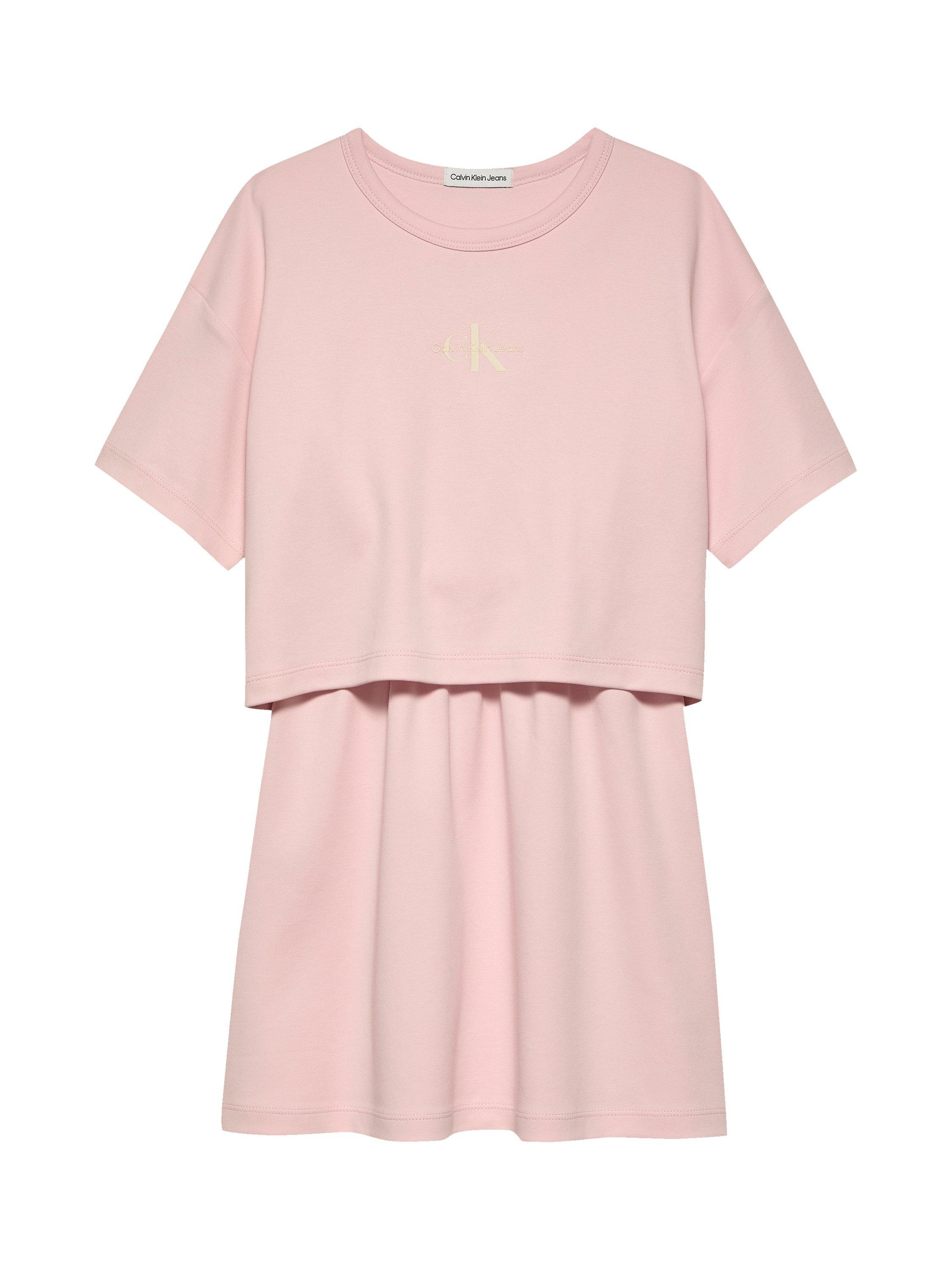 Product image 4 of 5, which shows Calvin Klein Kids' T-Shirt Dress, Chalk Pink, 12 years