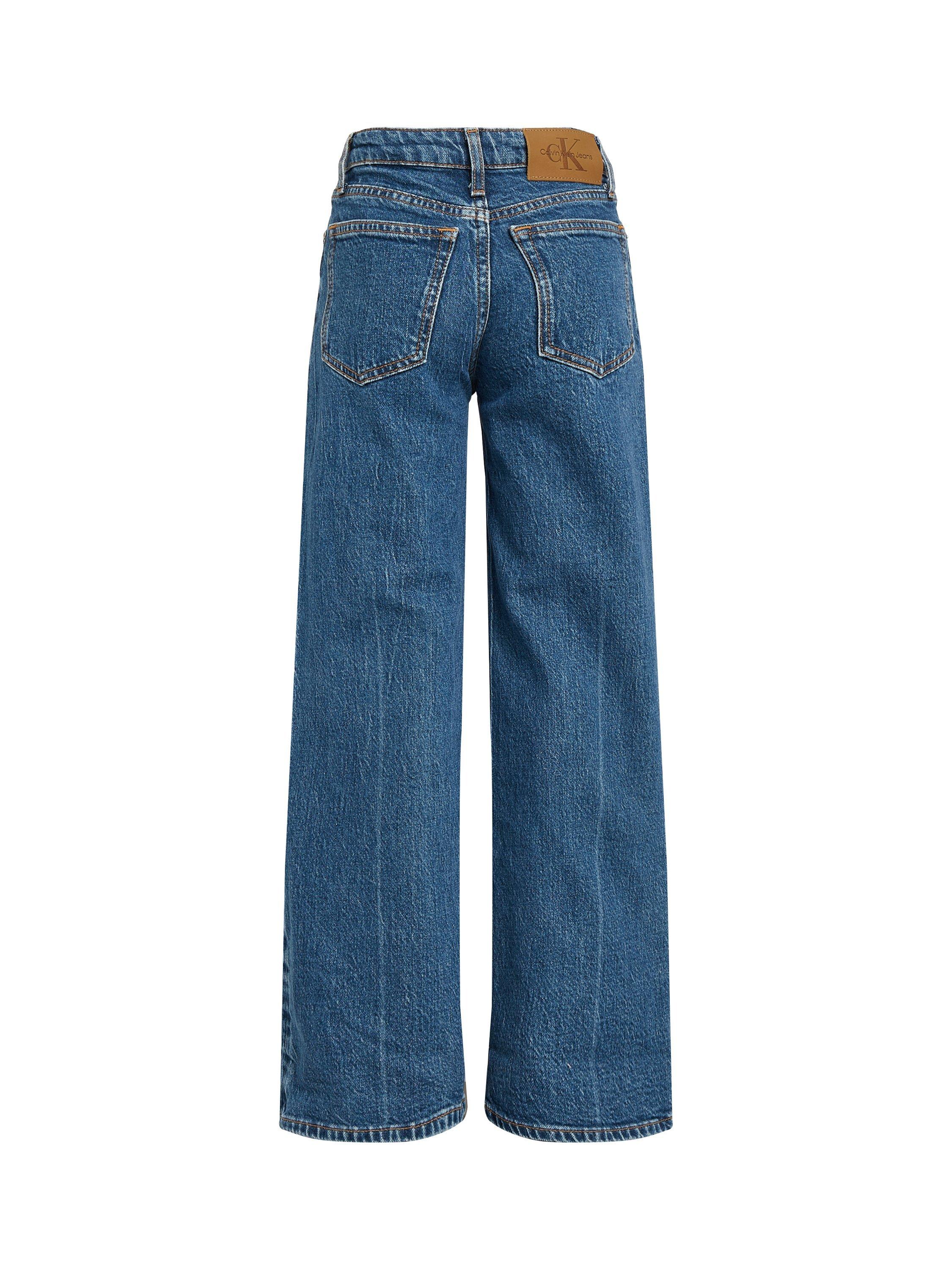 Product image 5 of 5, which shows Calvin Klein Kids' High Rise Wide Leg Jeans, Selvedge Blue, 8 years