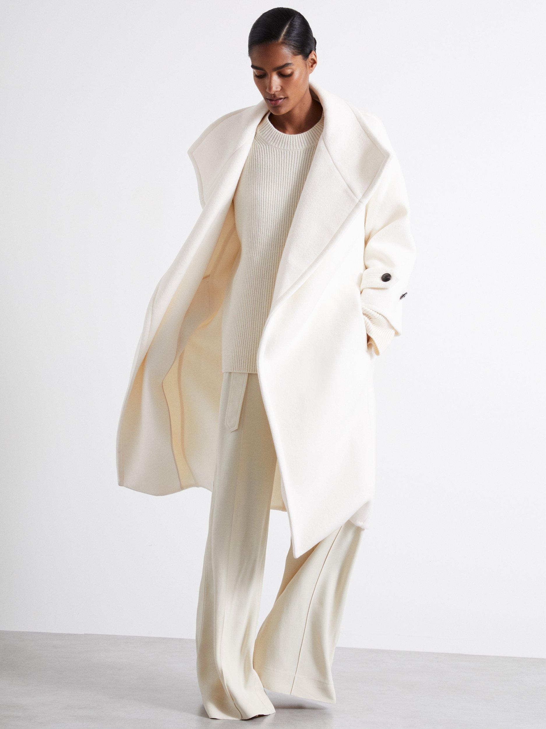 Reiss Evelyn Blind Seam Wool Rich Coat, Cream