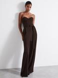 Reiss Atelier Estel Strapless Jumpsuit, Chocolate