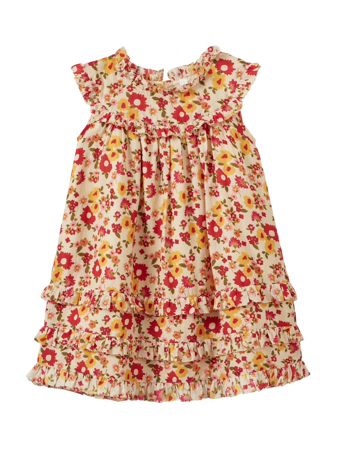 Product image 1 of 3, which shows Caramel Kids' Delilah Cotton Tiered Dress, Vintage Floral, 3 years