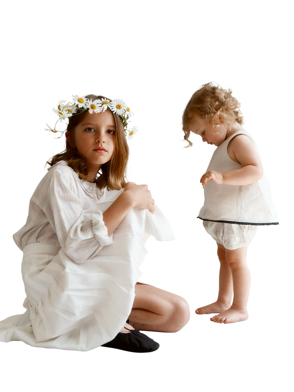 Product image 2 of 4, which shows Caramel Kids' Stirling Linen Kilt, Ecru, 3 years