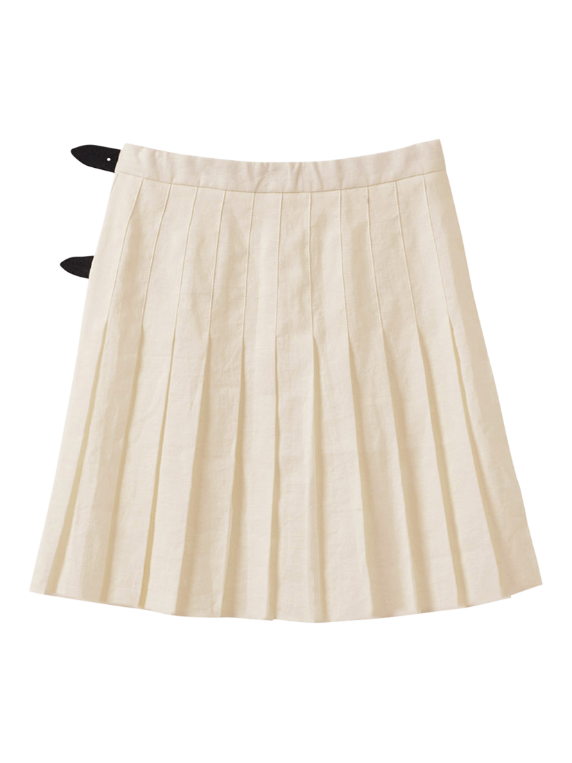 Product image 3 of 4, which shows Caramel Kids' Stirling Linen Kilt, Ecru, 3 years