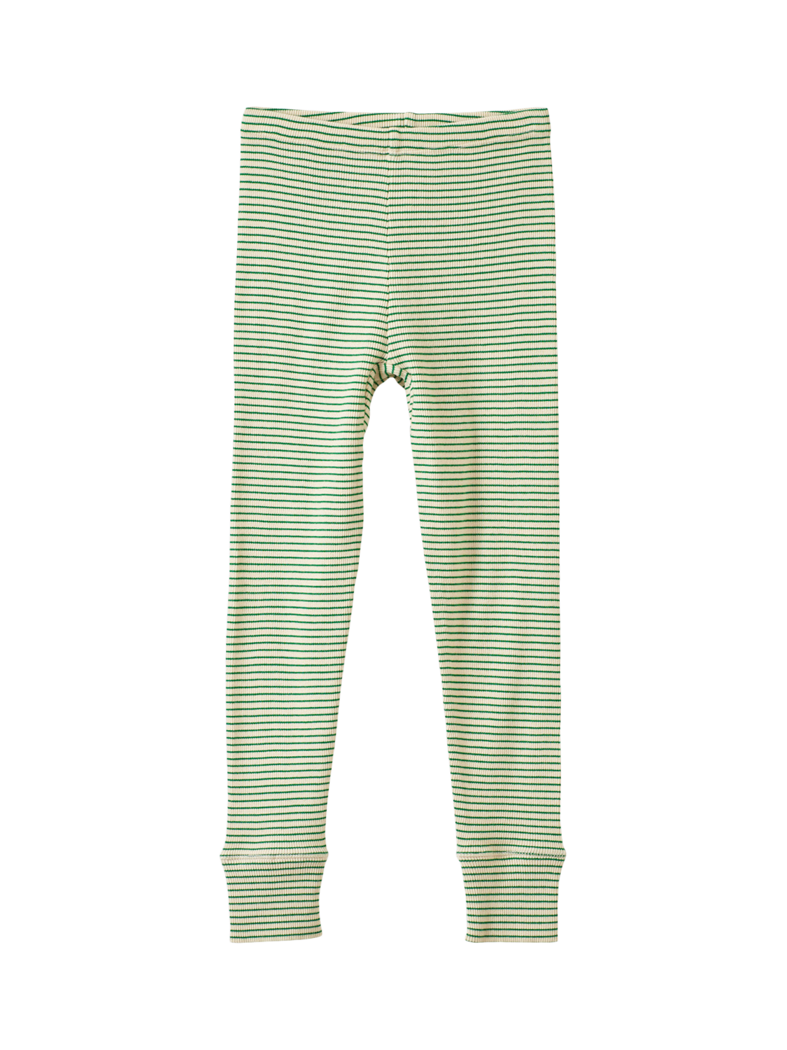 Product image 1 of 2, which shows Caramel Kids' Judd Cotton Stripe Leggings, Green/Cream, 3 years