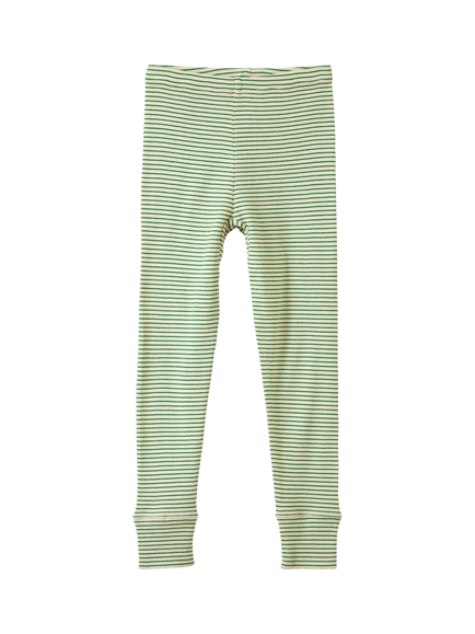 Caramel Kids' Judd Cotton Stripe Leggings, Green/Cream, Green/Cream
