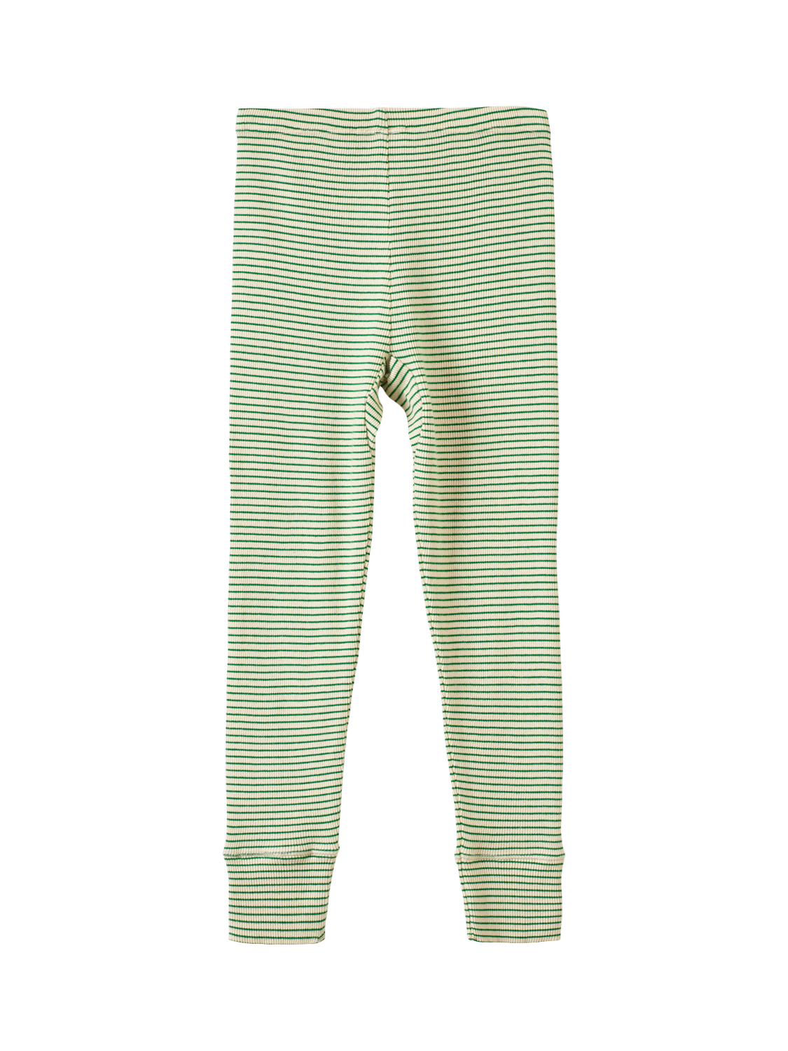Product image 2 of 2, which shows Caramel Kids' Judd Cotton Stripe Leggings, Green/Cream, 3 years