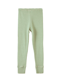 Caramel Kids' Judd Cotton Stripe Leggings, Green/Cream - view 2, Green/Cream