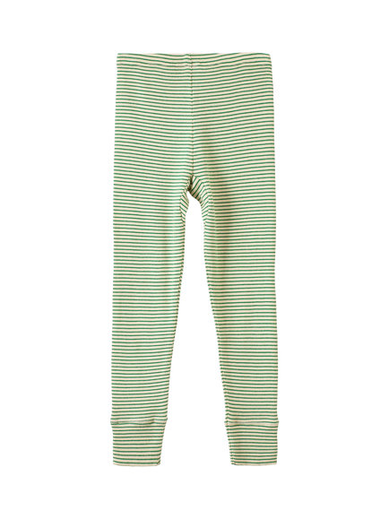 Caramel Kids' Judd Cotton Stripe Leggings, Green/Cream - view 2, Green/Cream