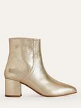 Boden Block Heel Leather Ankle Boots, Gold