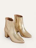 Boden Block Heel Leather Ankle Boots, Gold